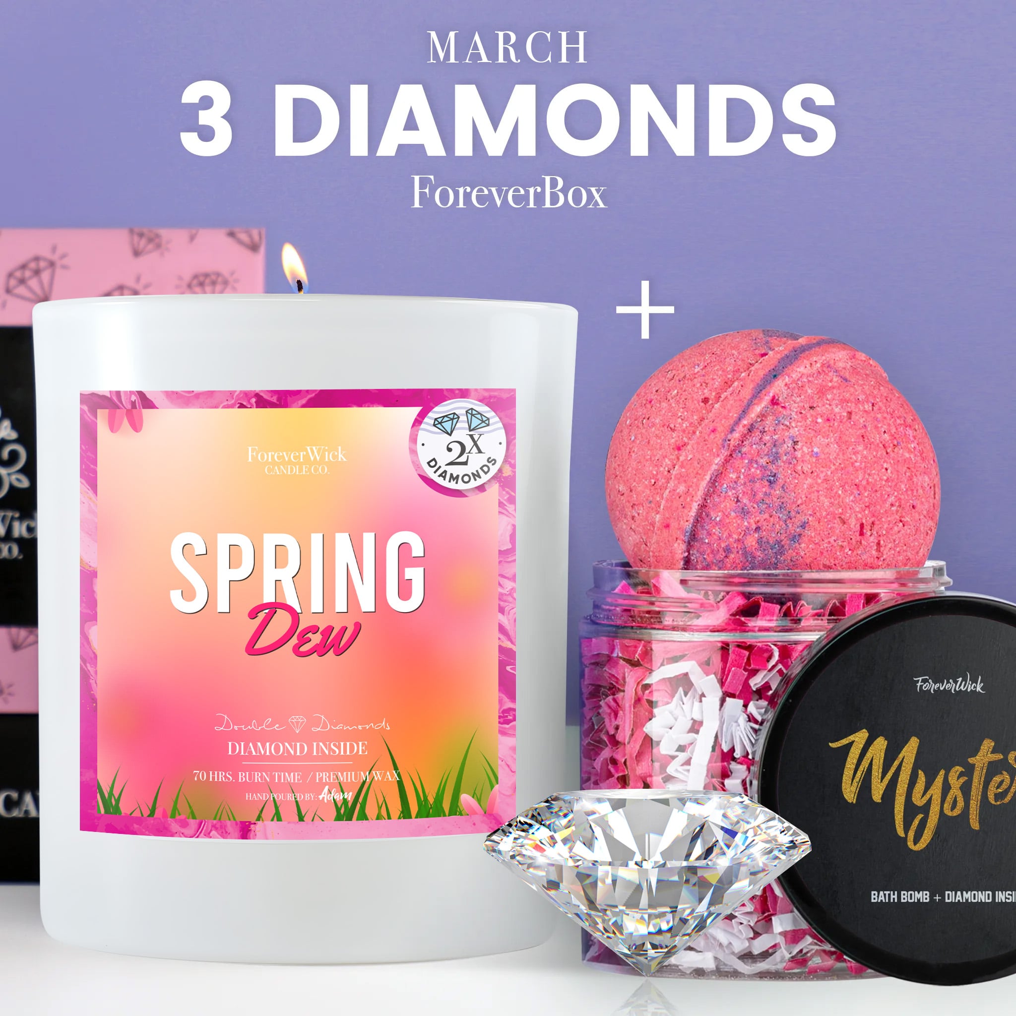 ForeverBox: Double Diamond Candle + Mystery Diamond Bath Bomb