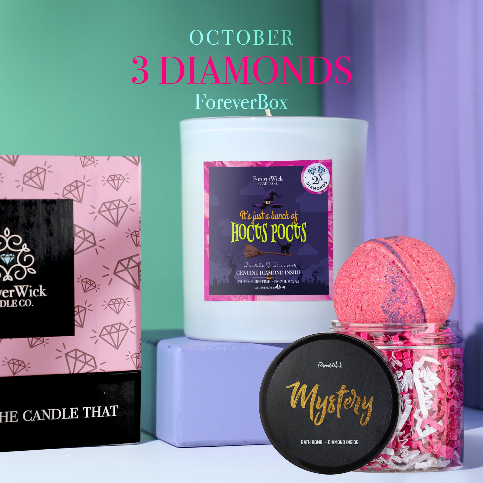 ForeverBox: Double Diamond Candle + Mystery Diamond Bath Bomb