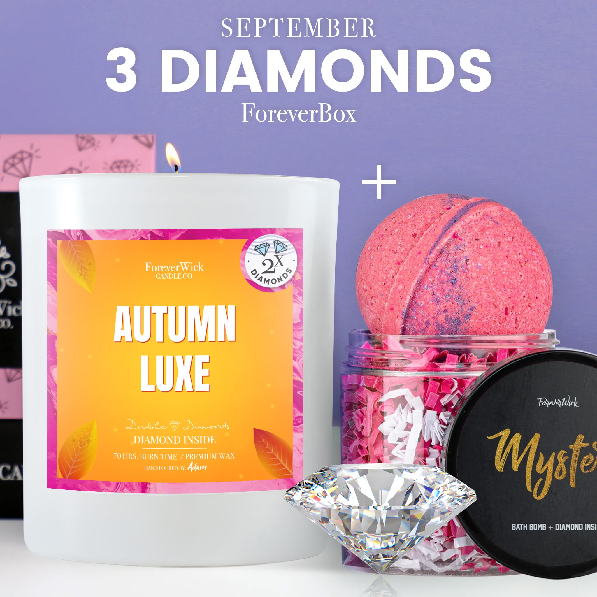 ForeverBox: Double Diamond Candle + Mystery Diamond Bath Bomb