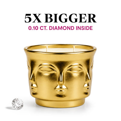 Golden Enlightenment: Buddha Head Dual Wick Candle + .10ct Diamond