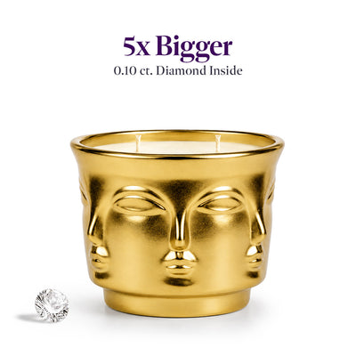 Golden Enlightenment: Buddha Head Dual Wick Candle + .10ct Diamond