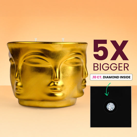 Golden Enlightenment: Buddha Head Dual Wick Candle + .10ct Diamond
