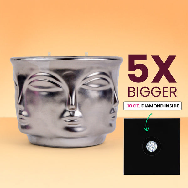 Silver Serenity: Buddha Head Dual Wick Candle + .10ct Diamond