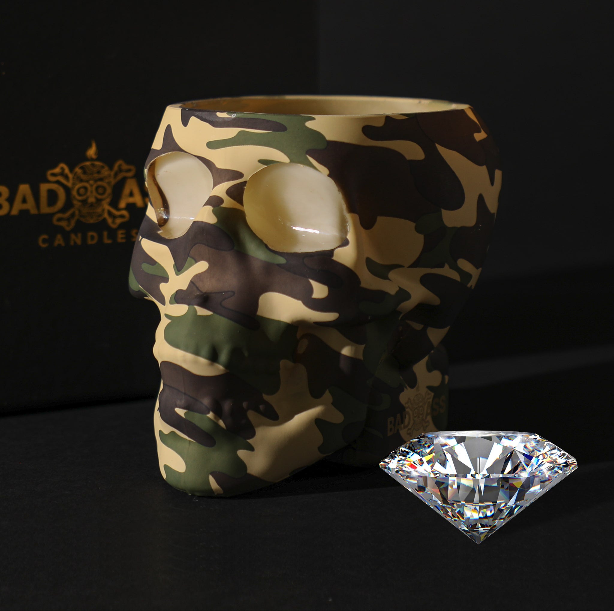 The Camo Skull Diamond Candle by Badass Candles