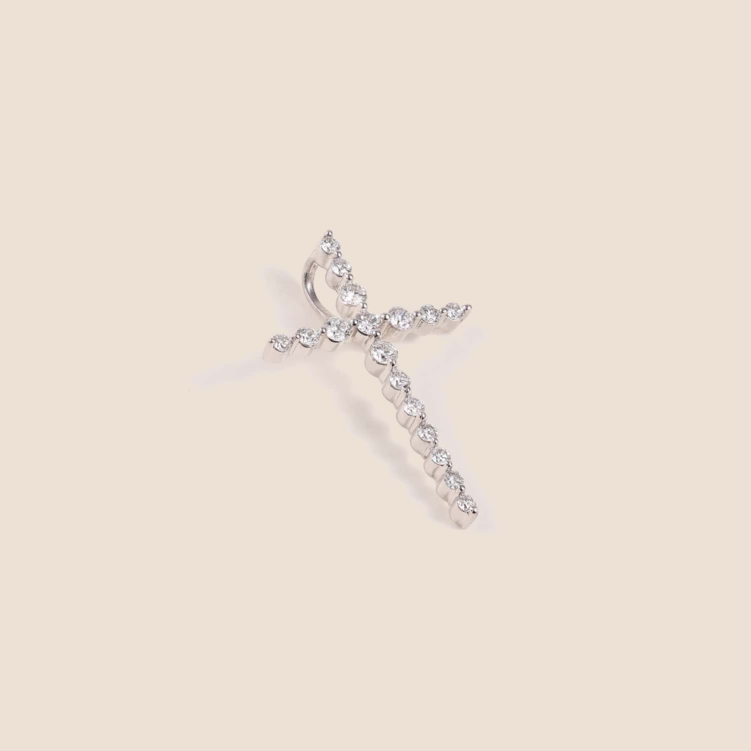 14K White Gold Cross Chain Slide Pendant