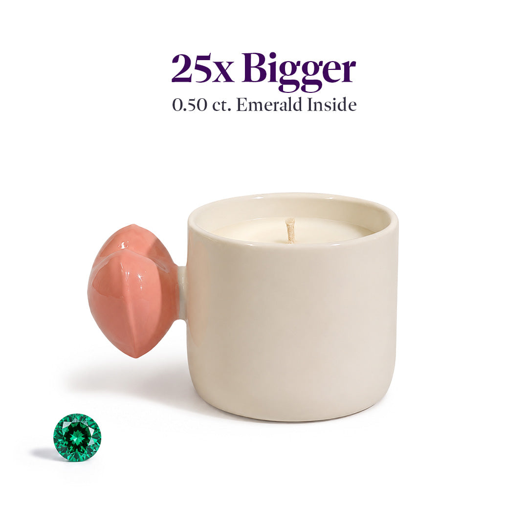 Heart In My Hand + .50ct Natural Colombian Emerald Candle