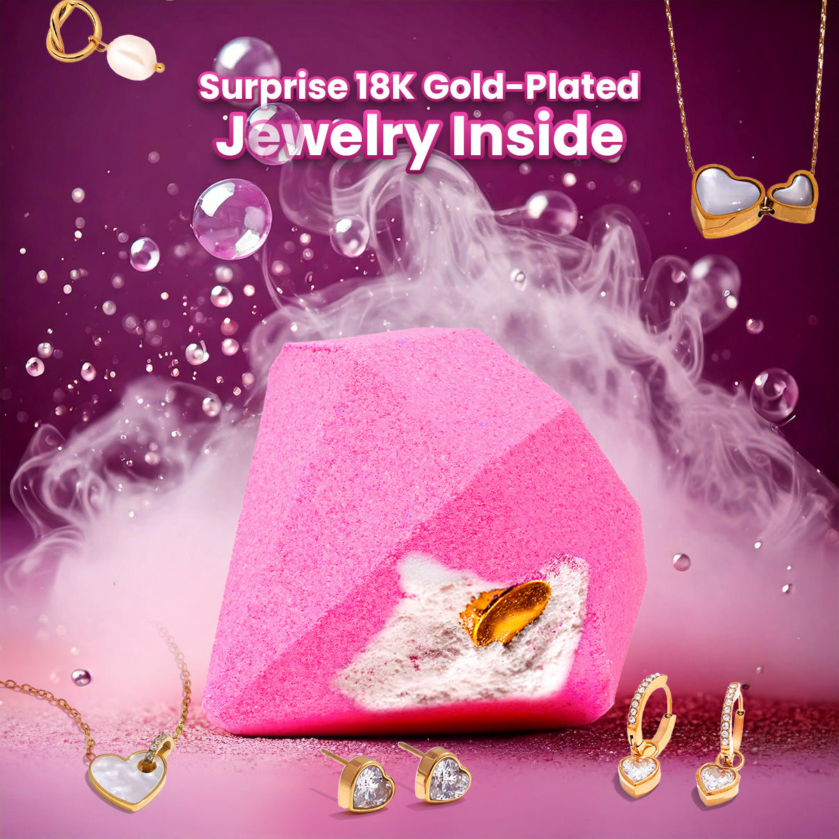 Brilliant Bath Bomb w/ Surprise 18K Gold-Plated Jewelry Inside