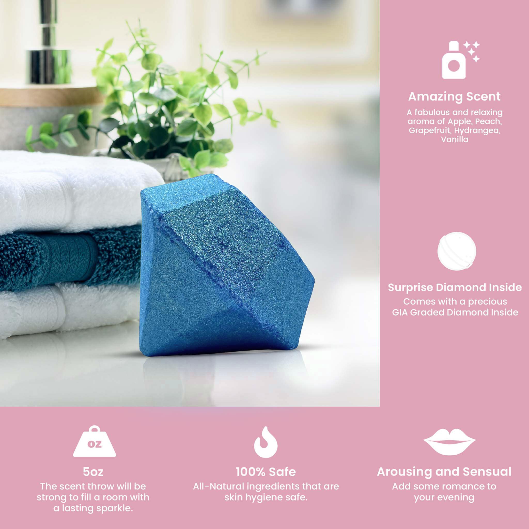100ct Diamond Luxury Bath Bomb + Genuine Diamond