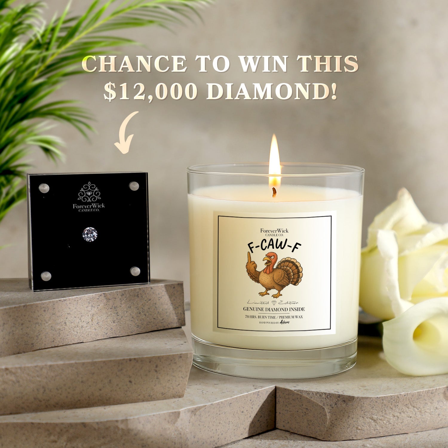 F-caw-f Diamond Candle