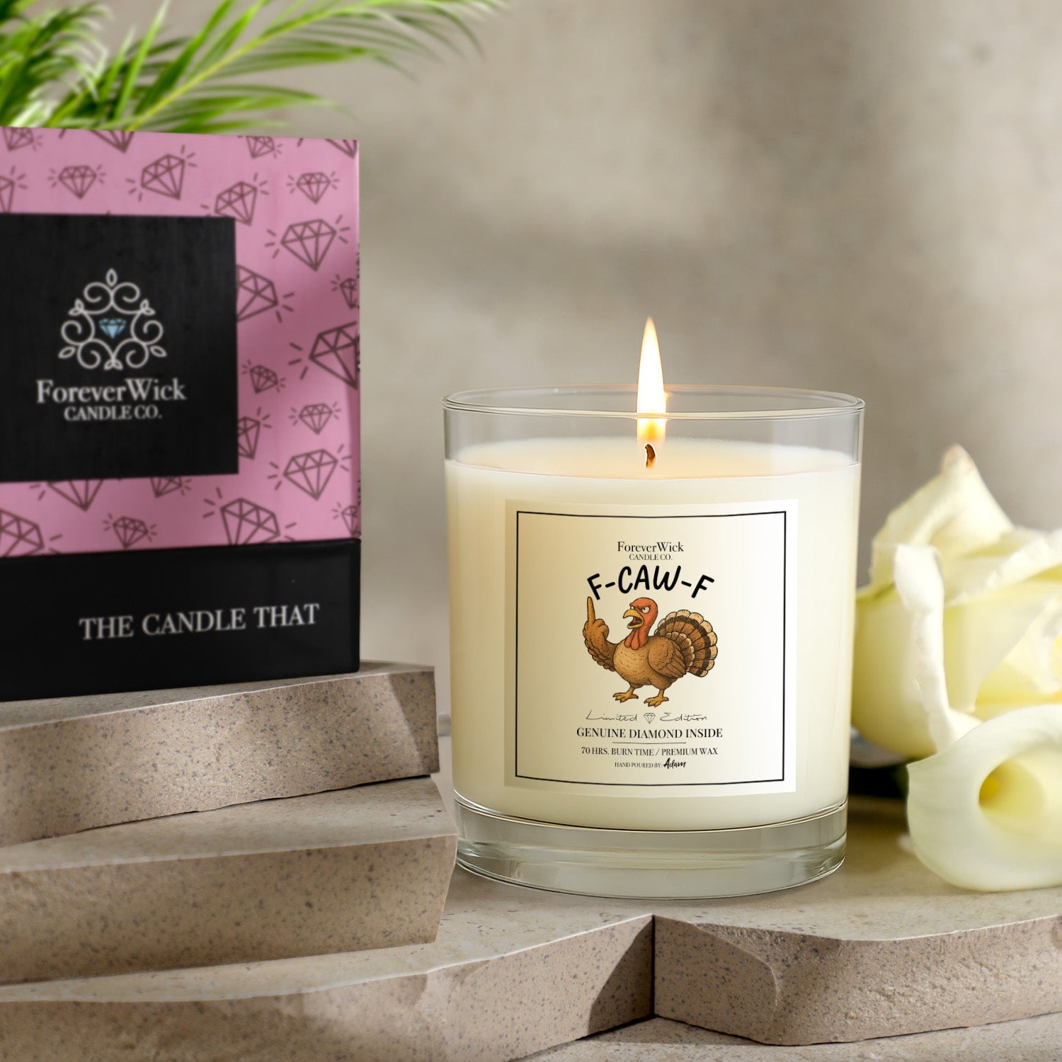 F-caw-f Diamond Candle