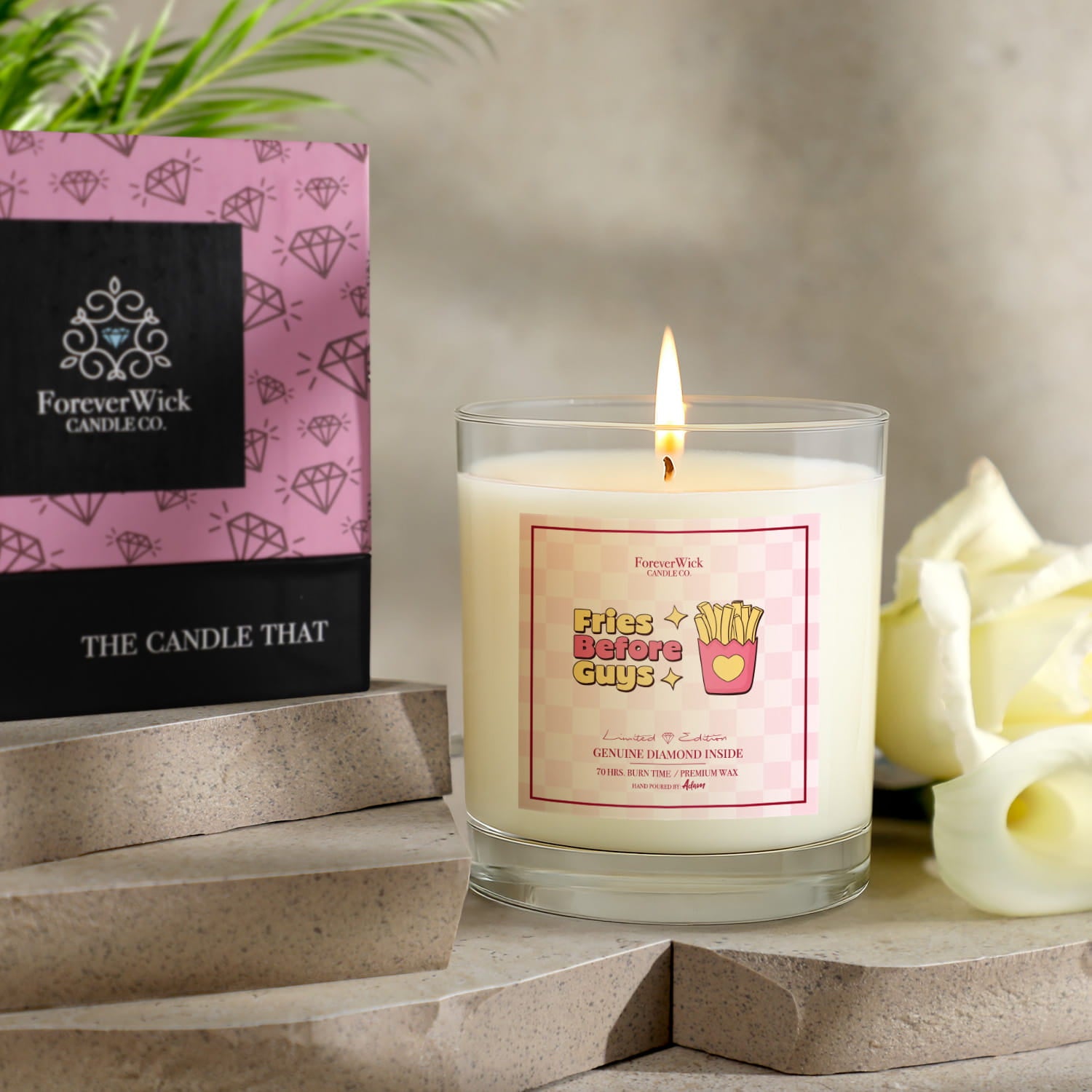 Fries Before Guys Diamond Candle