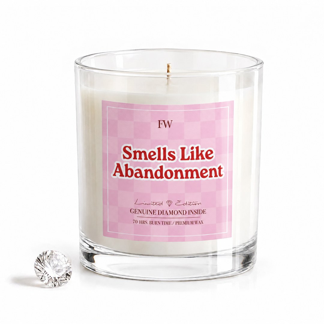 Smells Like Abandonment Diamond Candle 14 oz soy candle with diamond