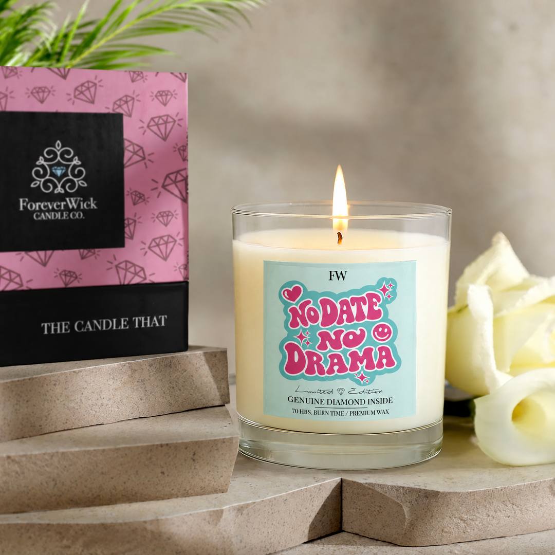 No Date No Drama Diamond Candle with ForeverWick gift box