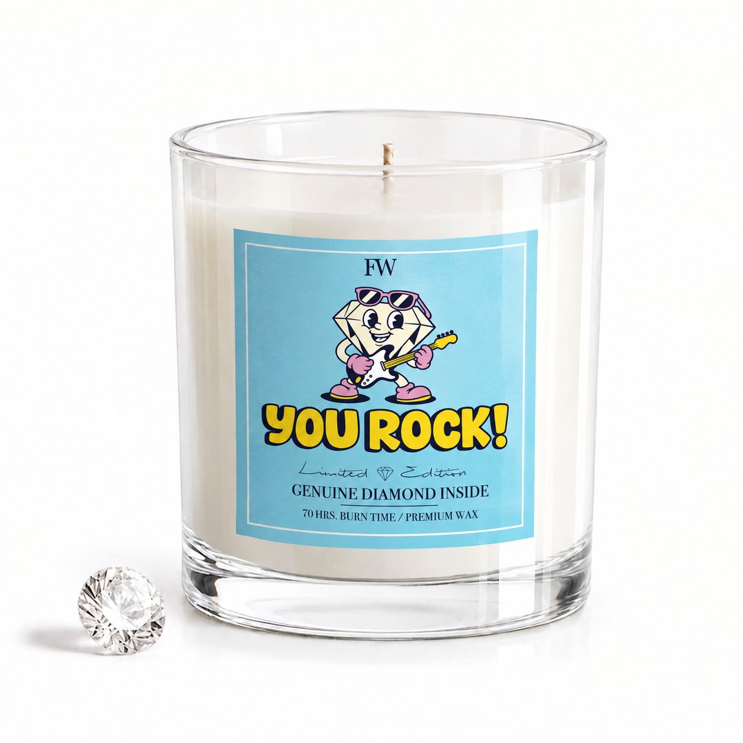 You Rock Diamond Candle 14 oz soy candle with diamond