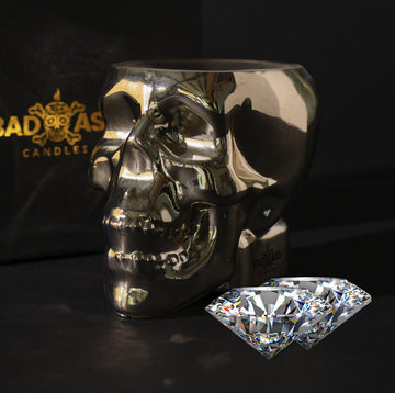 The Gold Skull 2 Diamond Candle by Badass Candles
