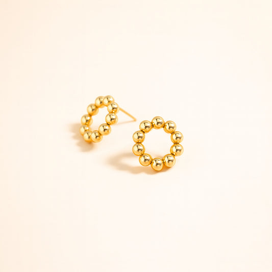 18K Gold PVD Circle Ball Stud Earrings