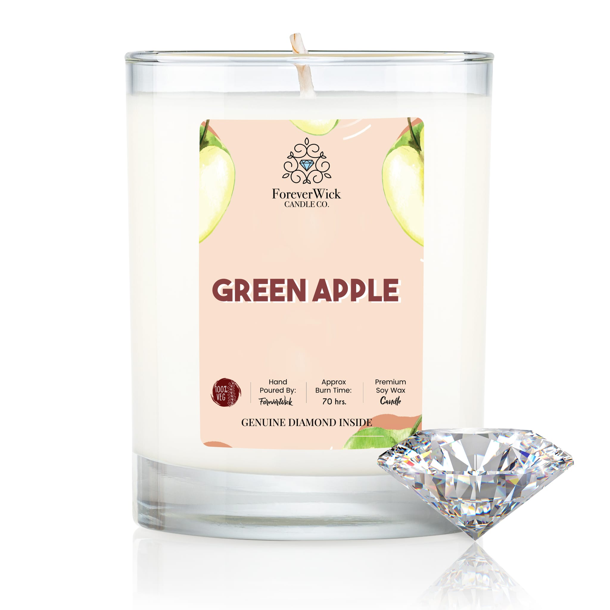 Green Apple Diamond Candle