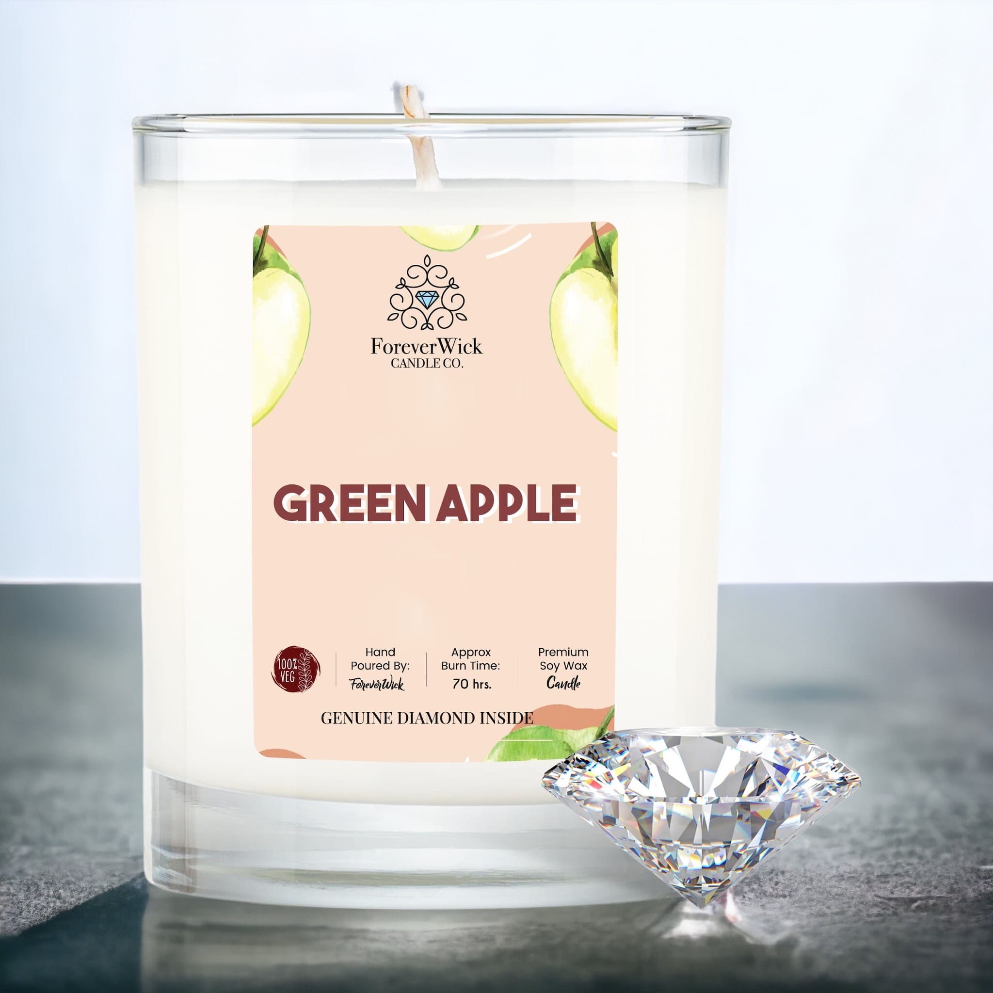 Green Apple Diamond Candle