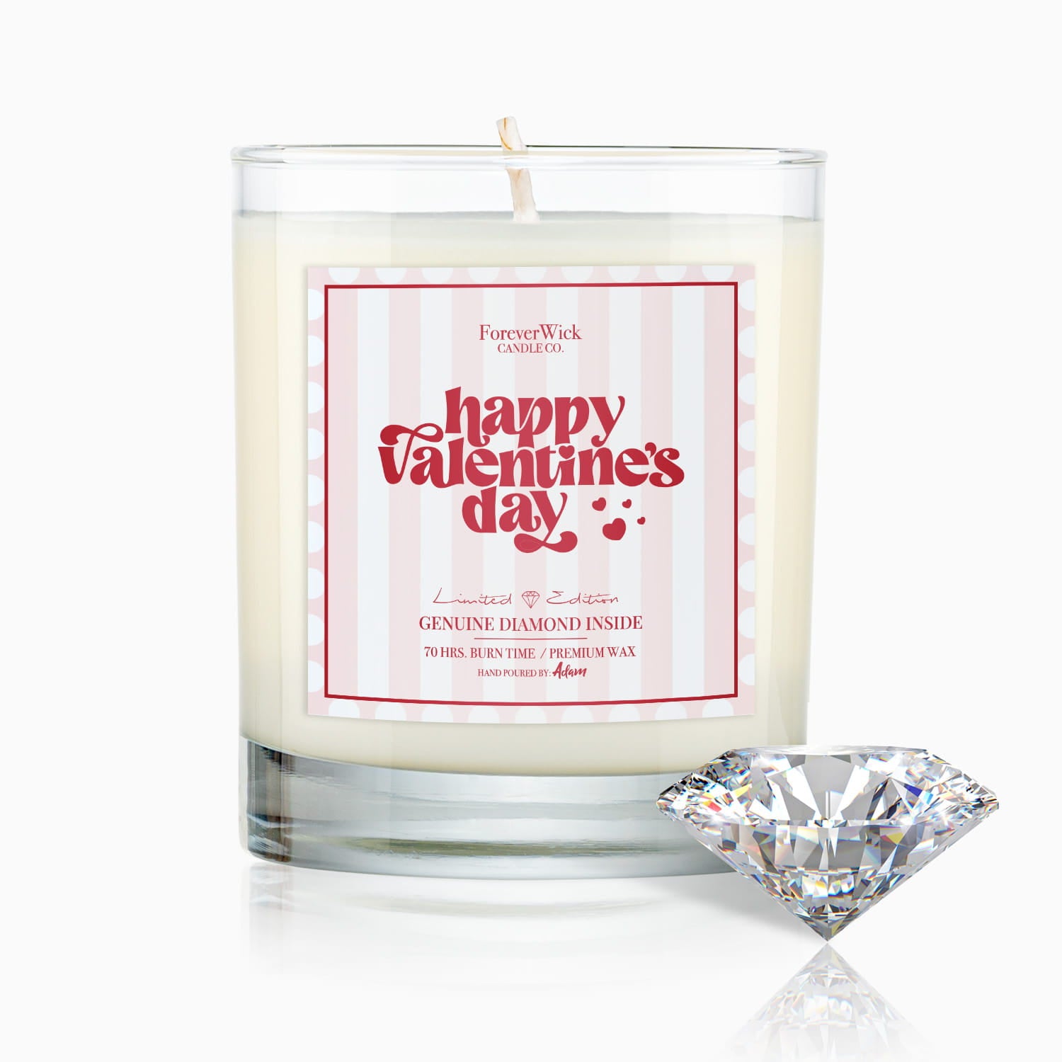 Happy Valentine's Day Diamond Candle