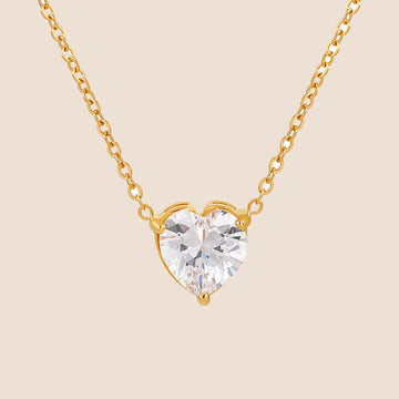 18K Gold PVD Necklace w/ Multicolor Heart Shaped Cubic Zirconia