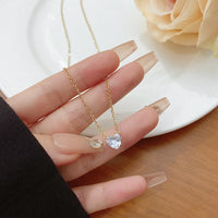 18K Gold PVD Necklace w/ Heart Shaped Cubic Zirconia