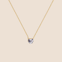 18K Gold PVD Necklace w/ Heart Shaped Cubic Zirconia