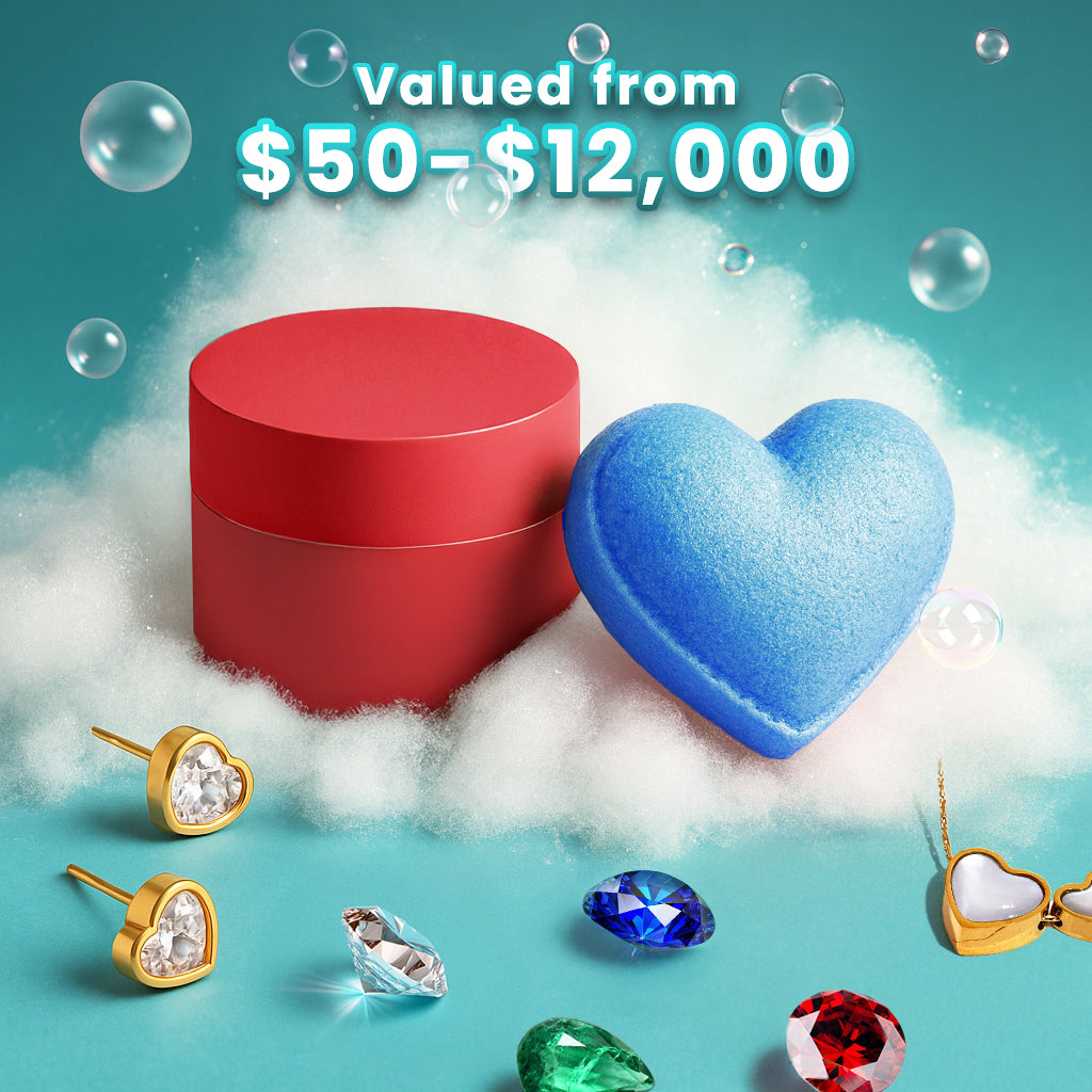 Heart Pop Bath Bomb w/ Surprise 18K Gold-Plated Jewelry Inside