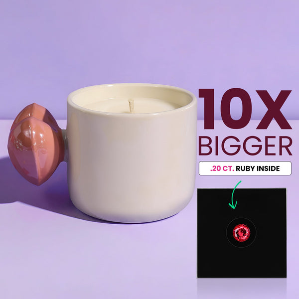 Heart In My Hand Candle + .20ct Ruby