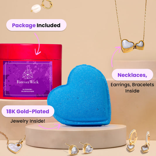 Heart Pop Bath Bomb w/ Surprise 18K Gold-Plated Jewelry Inside