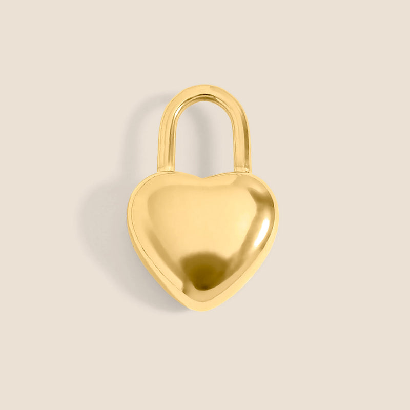 18K Gold PVD Heart Padlock Charm
