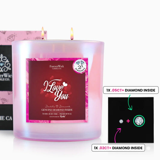 I Love You Double Diamond Sparkle Candle