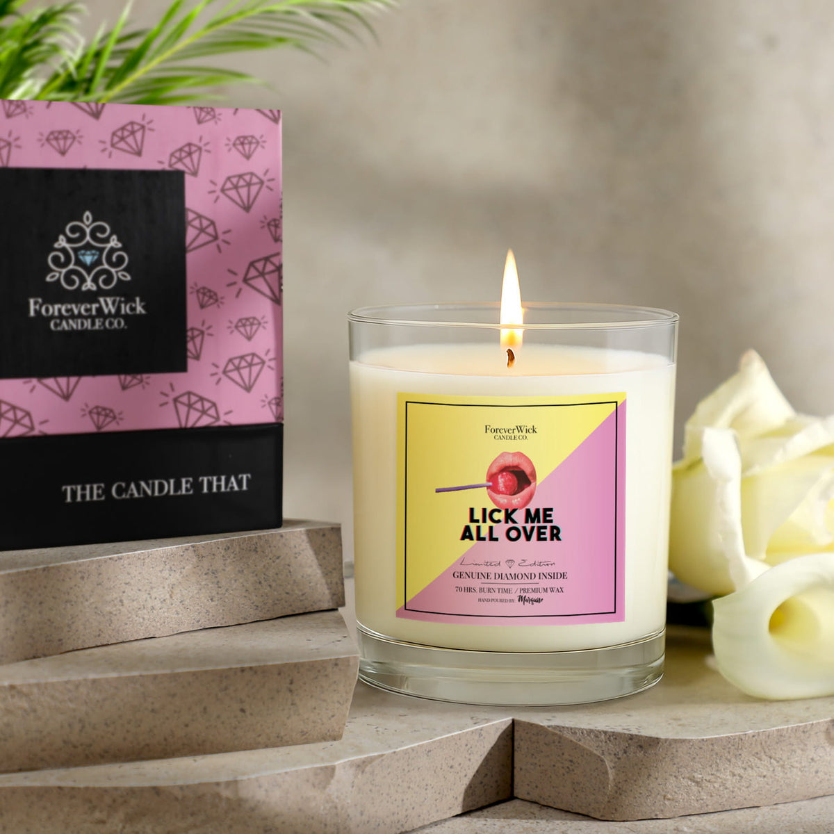 ForeverWick Diamond Candle | Lick Me All Over | Luxury Scented Candle Gift | Real Diamond Inside