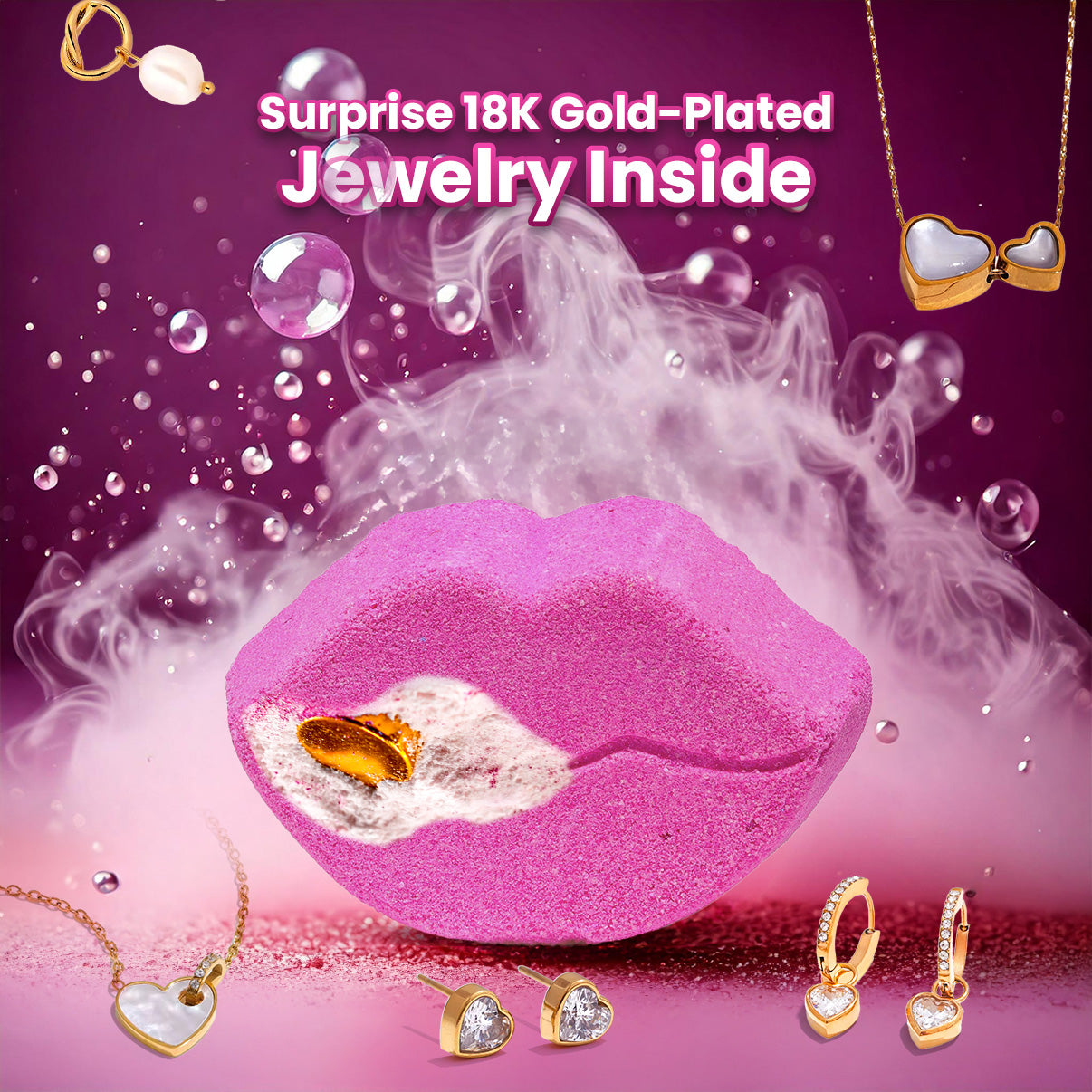 Smooch Bath Bomb w/ Surprise 18K Gold-Plated Jewelry Inside