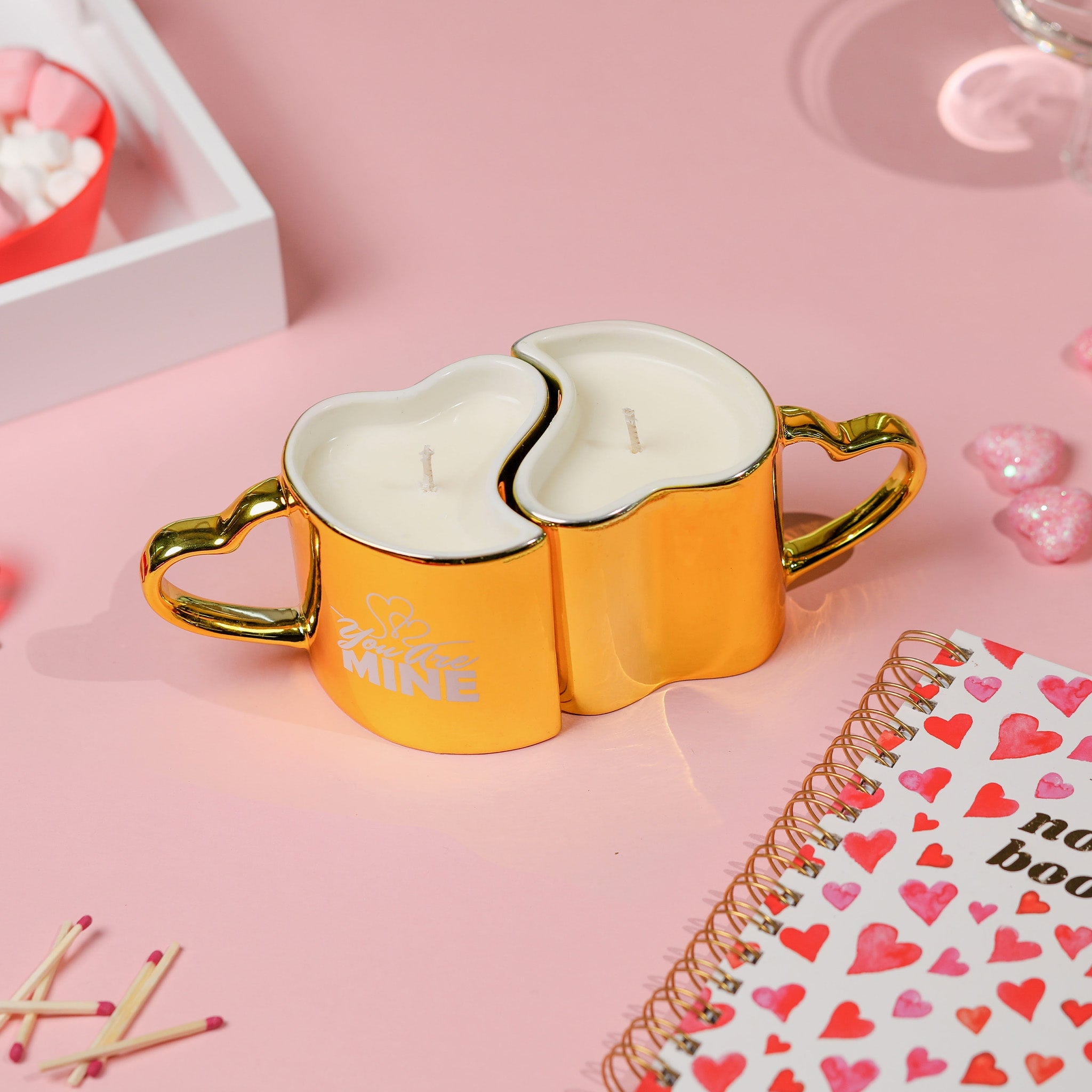 His+Hers Love Mugs Reusable Coffee Mug Diamond Candle