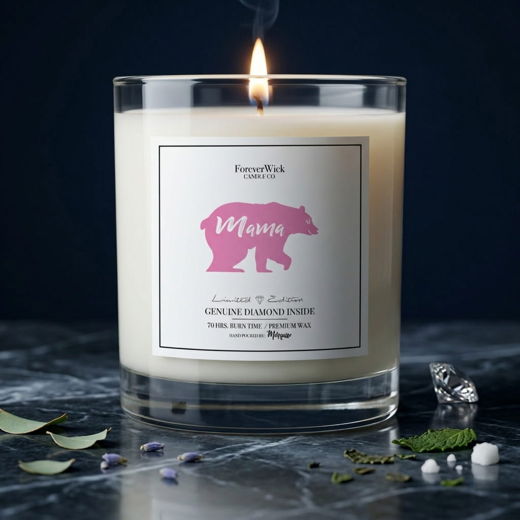 Mama Bear Diamond Candle