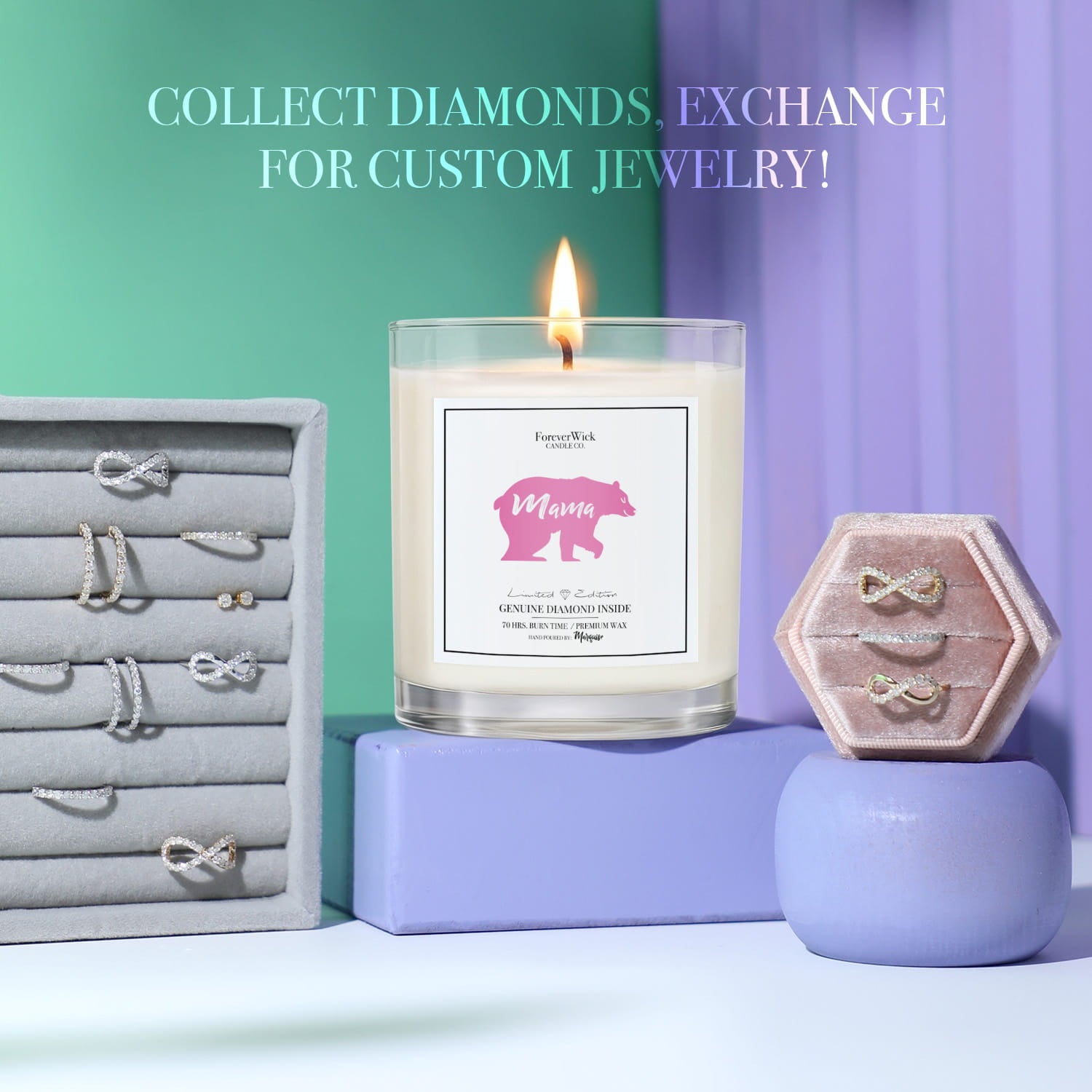 Mama Bear Diamond Candle