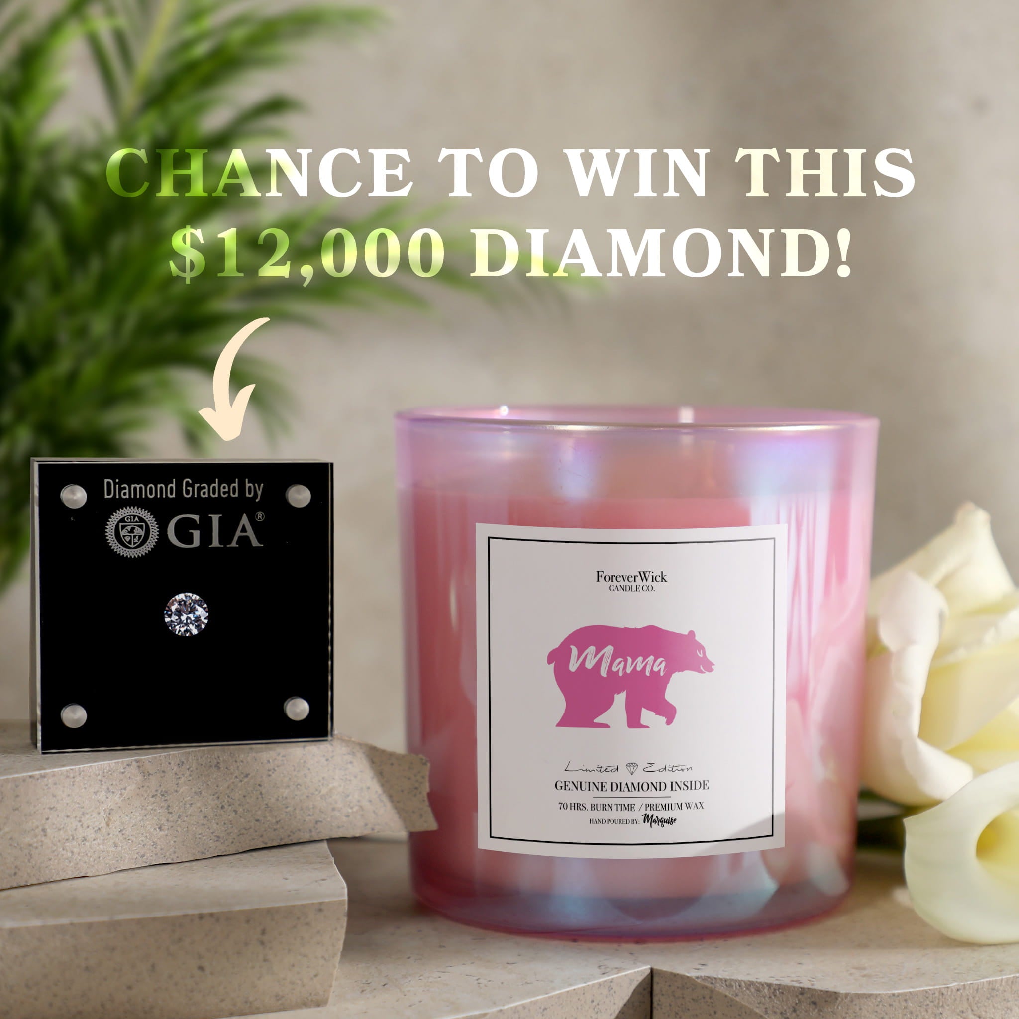 Mama Bear Sparkle Diamond Candle