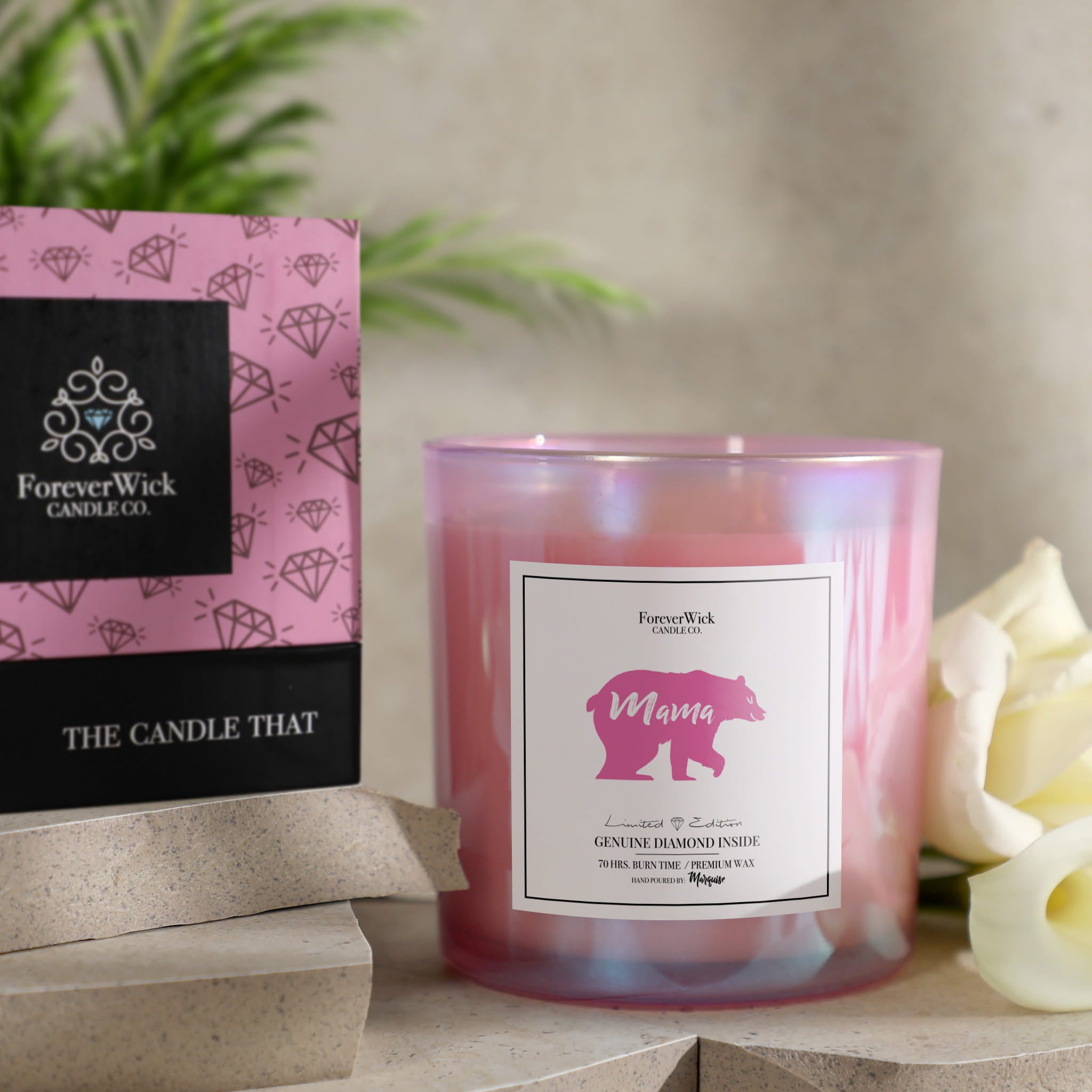Mama Bear Sparkle Diamond Candle
