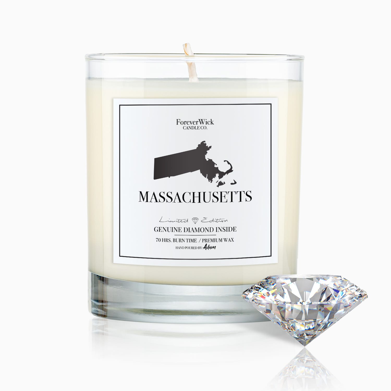 Massachusetts Diamond Candle