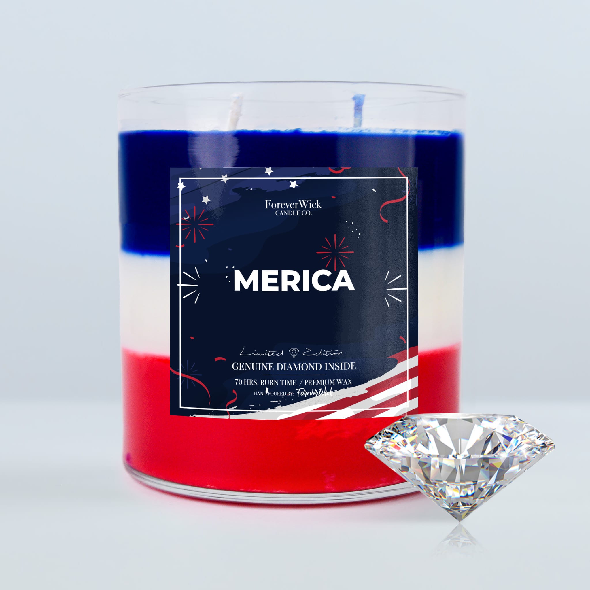 "Merica" Diamond Candle