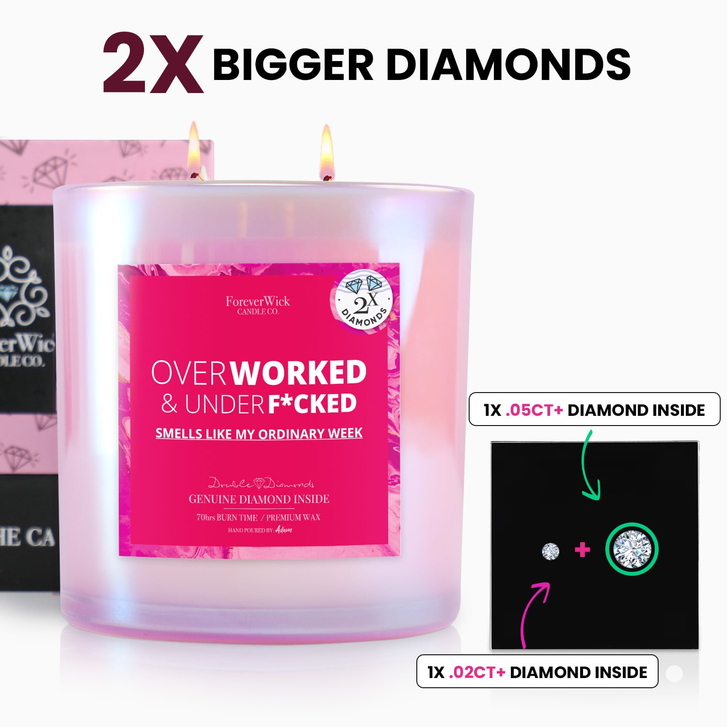 Overworked & UnderF*cked Double Diamond Sparkle Candle