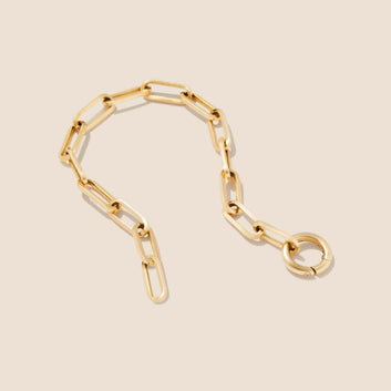 14K Yellow Gold Paperclip Chain Charm Bracelet (7.5 inches)