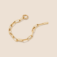 14K Yellow Gold Paperclip Chain Charm Bracelet (7.5 inches)