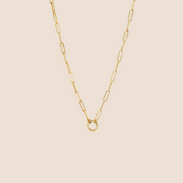 14K Yellow Gold Paperclip Chain Charm Necklace (18 inches)