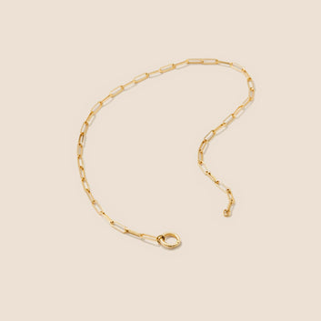 14K Yellow Gold Paperclip Chain Charm Necklace (16 inches)