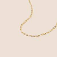 14K Yellow Gold Paperclip Chain Charm Necklace (16 inches)