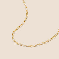 14K Yellow Gold Paperclip Chain Charm Necklace (20 inches)