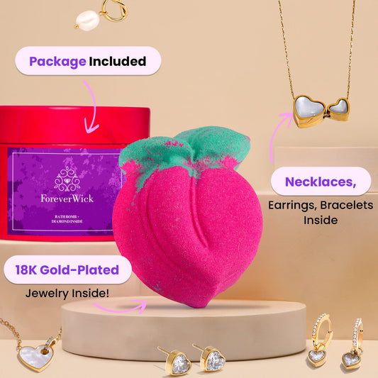 Peach Spark Bath Bomb w/ Surprise 18K Gold-Plated Jewelry Inside