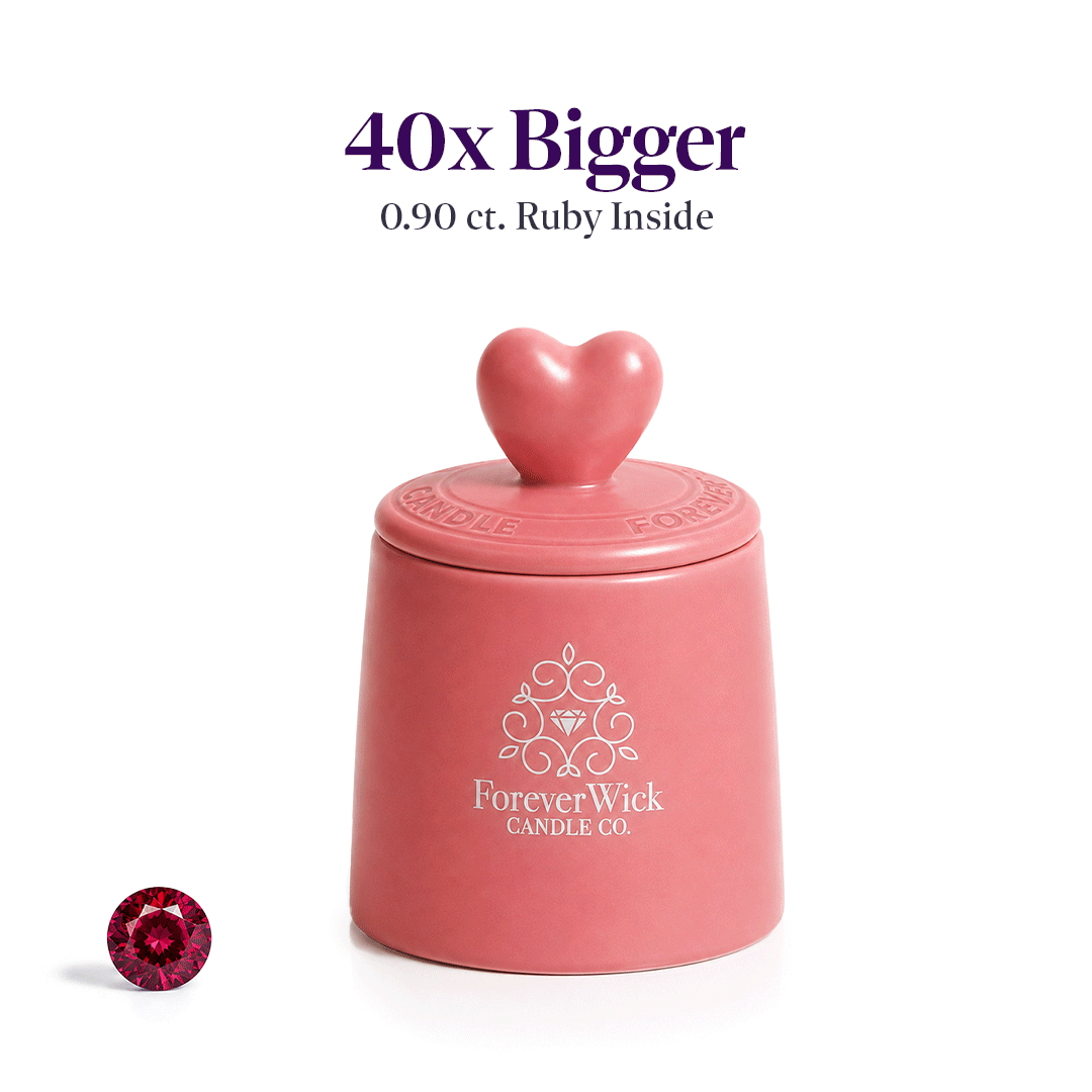 Pink Heart’s Delight + .90ct Pearl Shape Ruby Candle