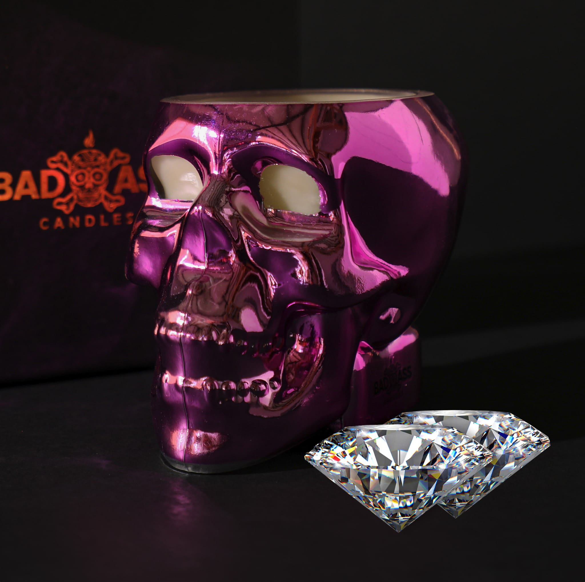 Glam Pink Skull 2 Diamond Candle by Badass Candles